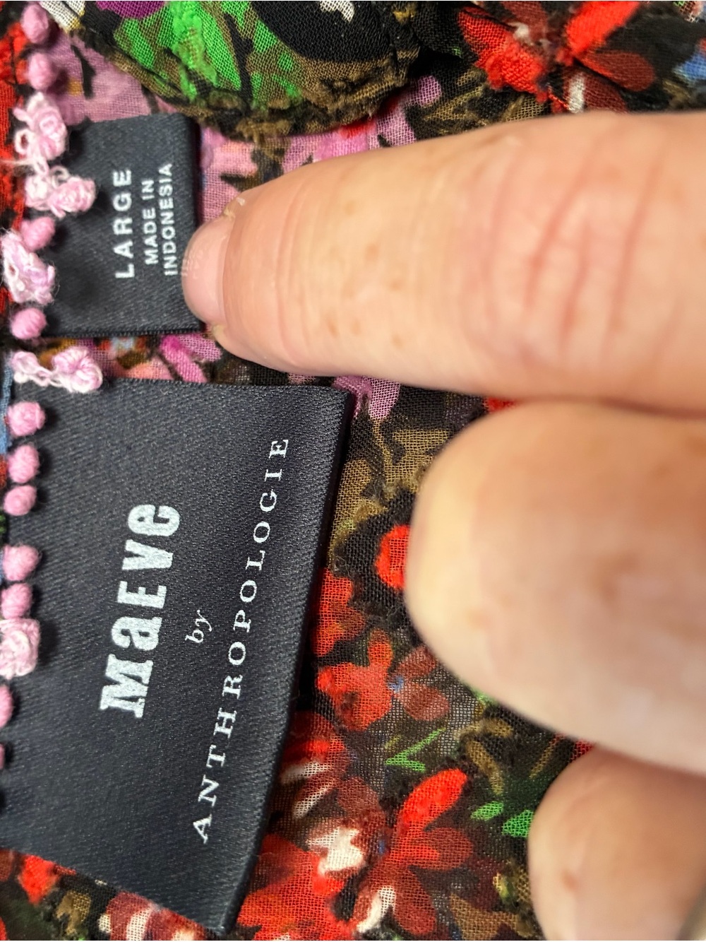 Maeve Anthropologie Floral Tiered Dress Size L Black Multicolor - Picture 3 of 7